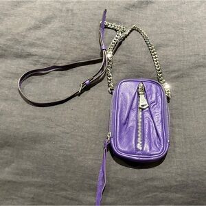 Aimee Kestenberg Tamitha Phone Crossbody Bag Purple Leather Silver Hardware